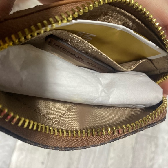 Michael Kors Jet Set Travel Small Logo Leather Brown Acorn Wristlet Wallet NWT - Picture 7 of 8